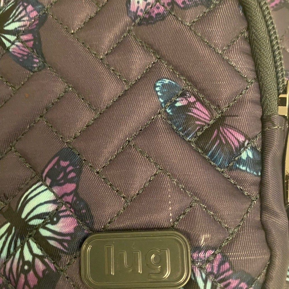 Lug Black and Purple Quilted Backpack with Chevron Pattern